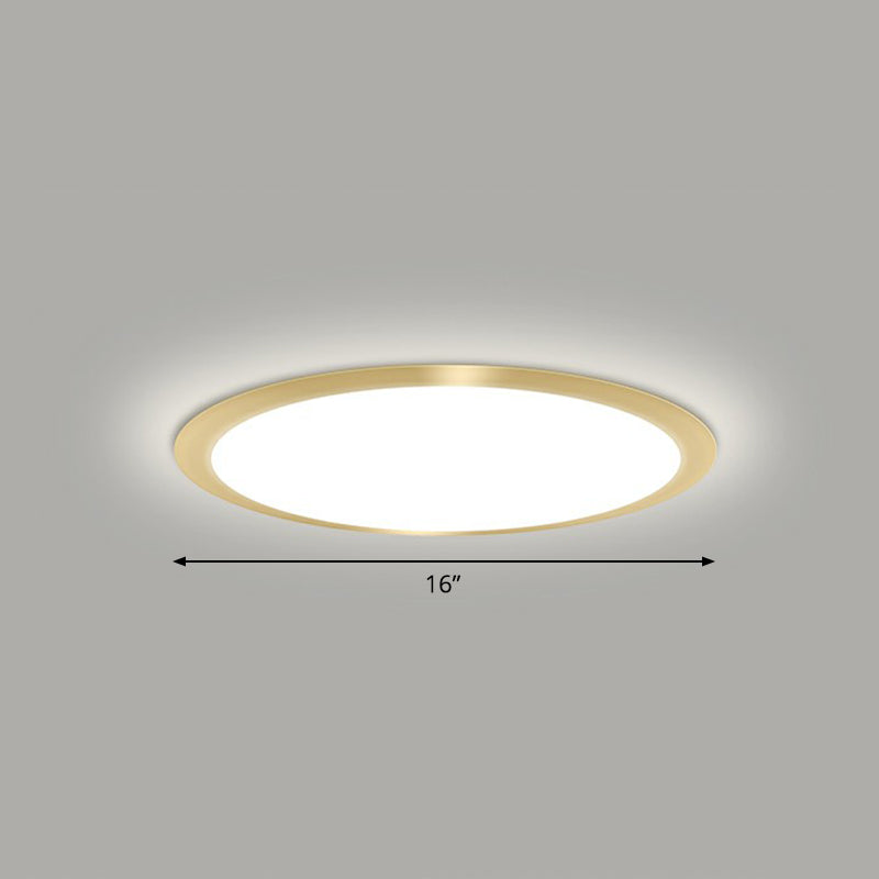 Flat LED Flush Mount Lighting Minimalist Acrylic Ceiling Light Fixture for Bedroom Gold 16