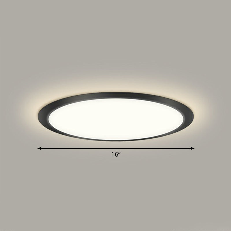 Flat LED Flush Mount Lighting Minimalist Acrylic Ceiling Light Fixture for Bedroom Black 16