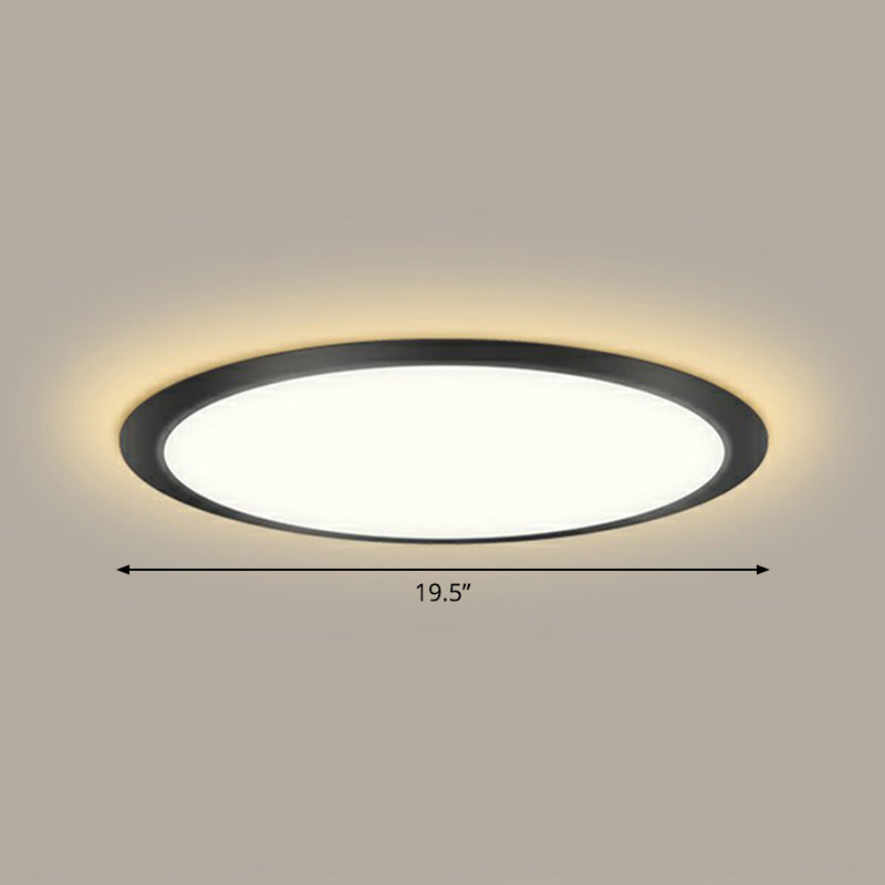 Flat LED Flush Mount Lighting Minimalist Acrylic Ceiling Light Fixture for Bedroom Black 19.5