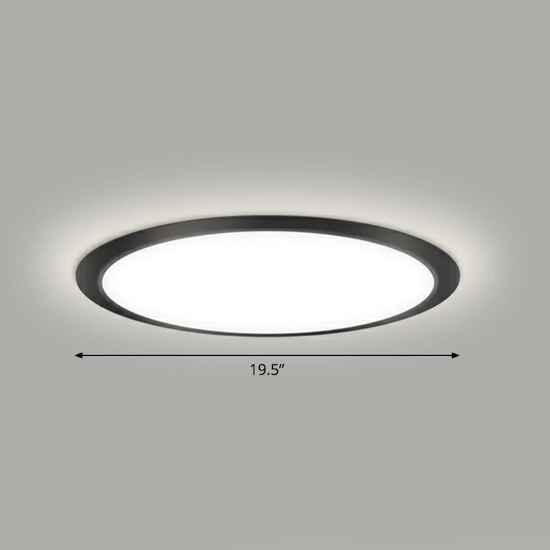 Flat LED Flush Mount Lighting Minimalist Acrylic Ceiling Light Fixture for Bedroom Black 19.5