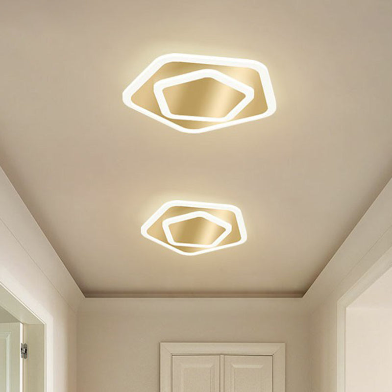 Geometric Shape Corridor Ceiling Light Acrylic Minimalism LED Flush Mount Fixture in Gold Clearhalo 'Ceiling Lights' 'Close To Ceiling Lights' 'Close to ceiling' 'Flush mount' Lighting' 2327187