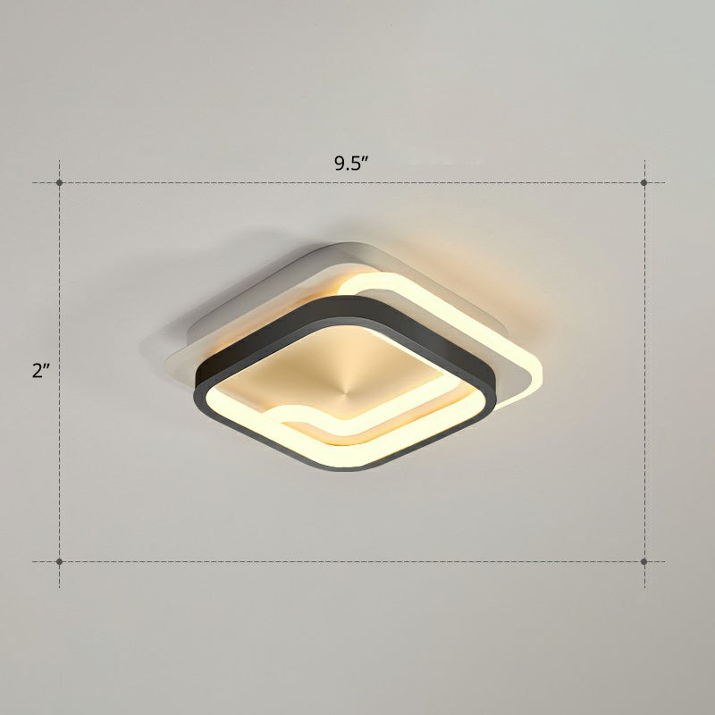 Minimalist Geometrical Ceiling Lighting Acrylic Hallway LED Flush Mount Light Fixture Black Third Gear Square Plate Clearhalo 'Ceiling Lights' 'Close To Ceiling Lights' 'Close to ceiling' 'Flush mount' Lighting' 2327216