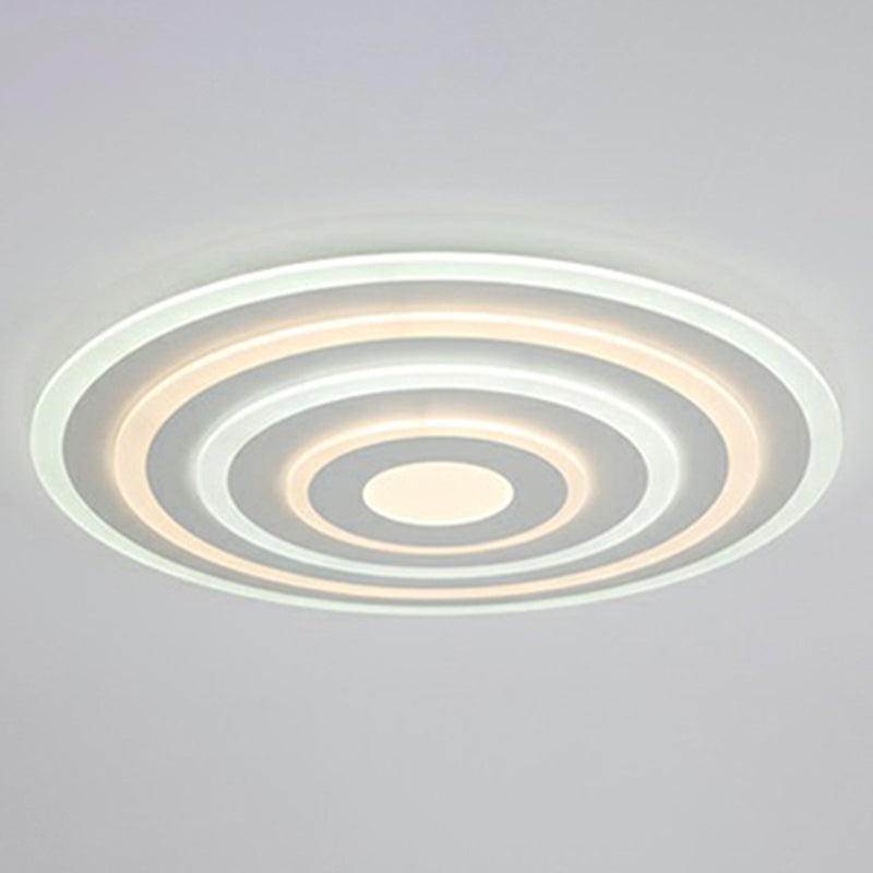 White Concentric Round Flushmount Simple Style Acrylic LED Flush Ceiling Light for Bedroom White 16