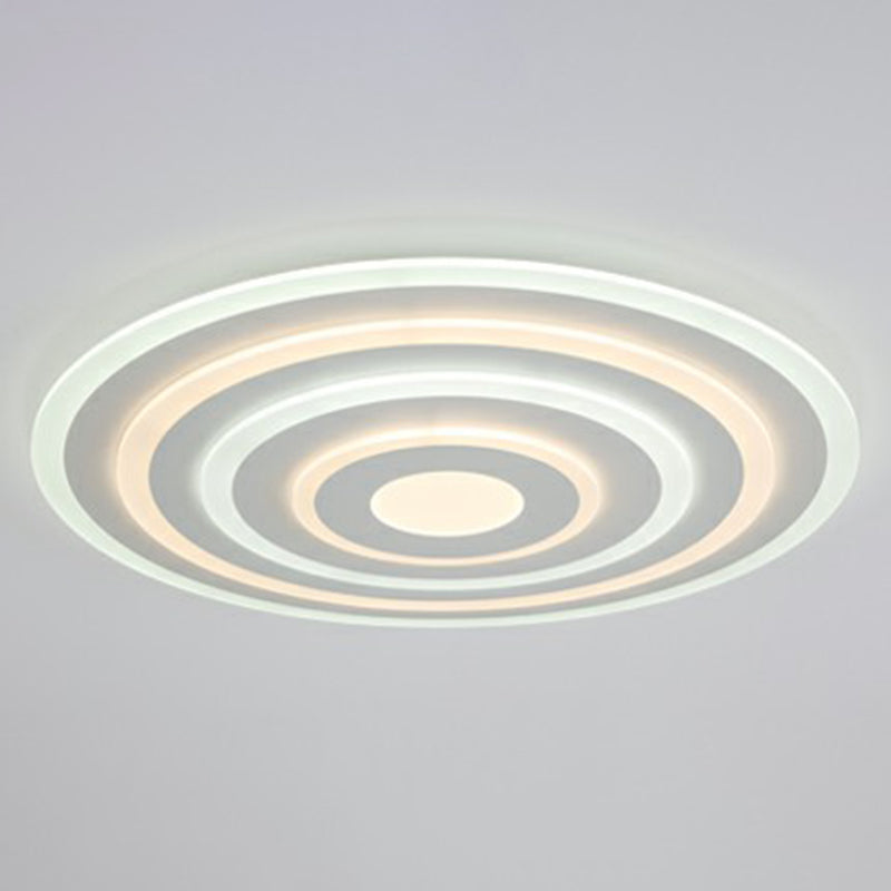 White Concentric Round Flushmount Simple Style Acrylic LED Flush Ceiling Light for Bedroom White 31.5