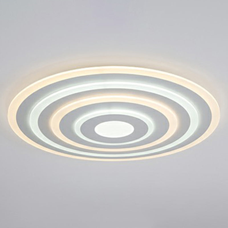 White Concentric Round Flushmount Simple Style Acrylic LED Flush Ceiling Light for Bedroom White 31.5