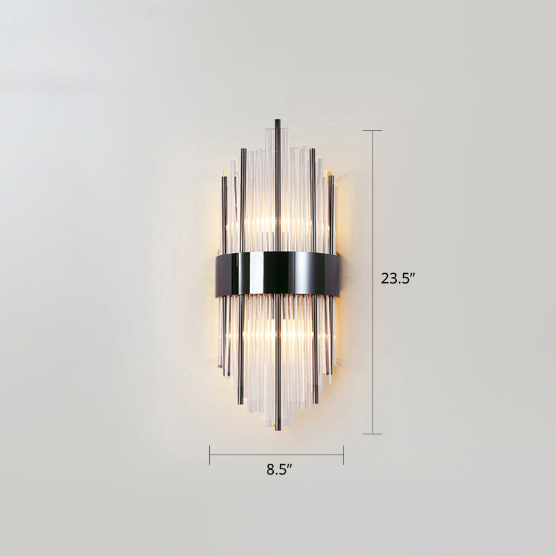 K9 Crystal Sticks Wall Sconce Postmodern 2-Light Wall Mounted Light for Living Room Black 8.5