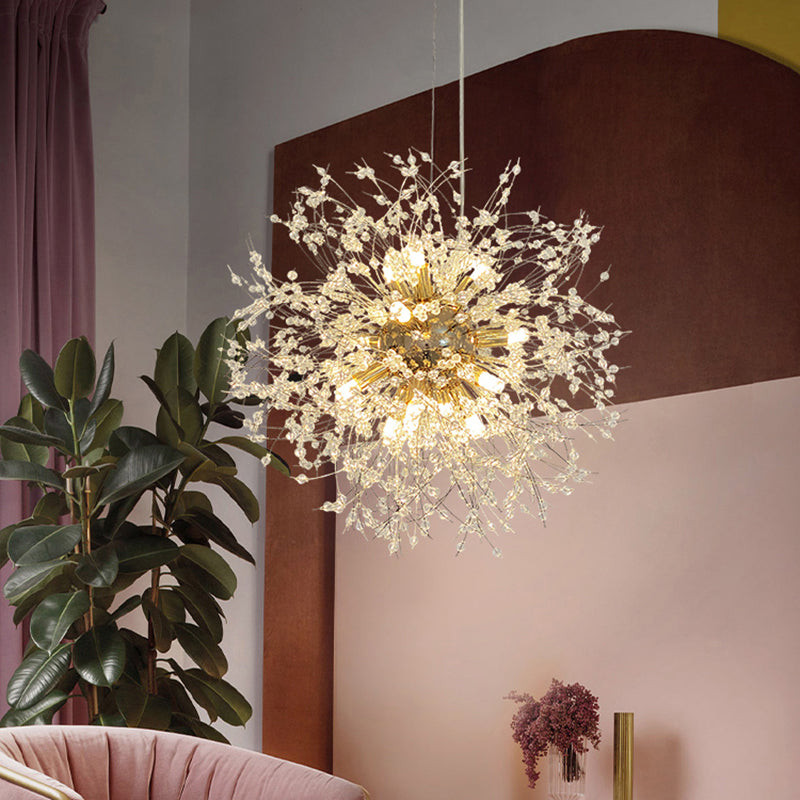 Modern Stylish Dandelion Chandelier Clear Crystal Bead Bedroom LED Ceiling Light in Brass Clearhalo 'Ceiling Lights' 'Chandeliers' 'Clear' 'Industrial' 'Modern Chandeliers' 'Modern' 'Tiffany' 'Traditional Chandeliers' Lighting' 2327407