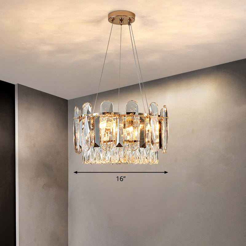 Clear Crystal Circle Chandelier Light Minimalism Ceiling Suspension Lamp for Dining Room Clear 16