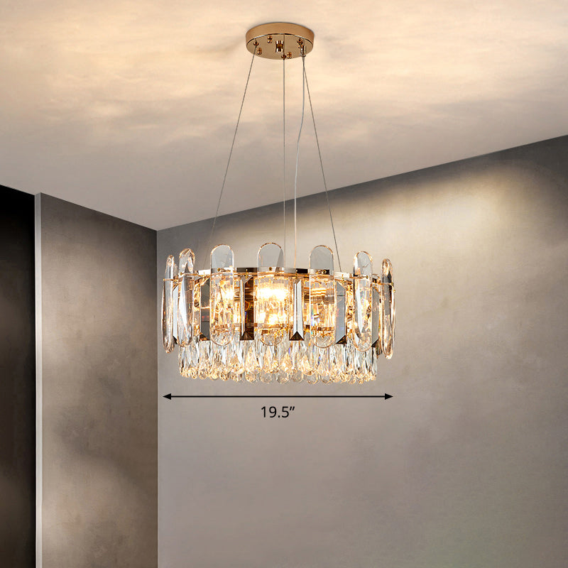 Clear Crystal Circle Chandelier Light Minimalism Ceiling Suspension Lamp for Dining Room Clear 19.5