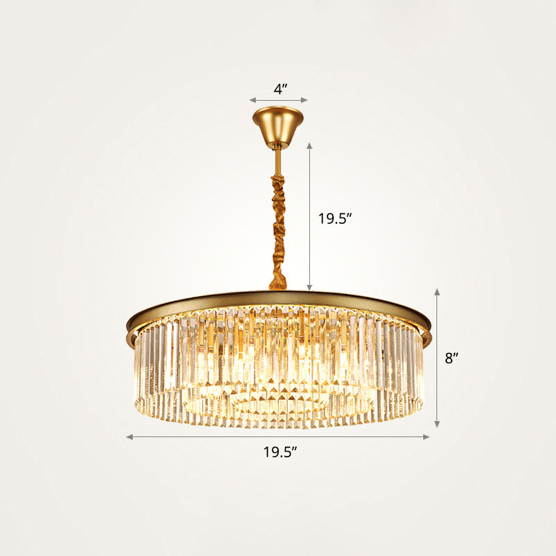 Layered Round Crystal Ceiling Lighting Modern Gold Finish Chandelier for Living Room Gold 19.5