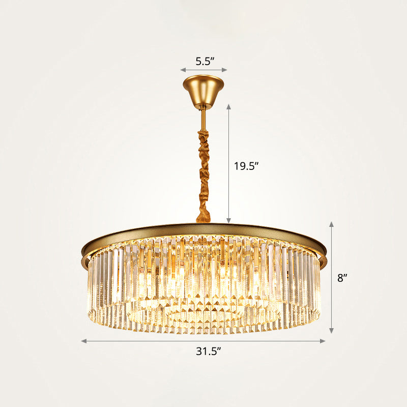 Layered Round Crystal Ceiling Lighting Modern Gold Finish Chandelier for Living Room Gold 31.5