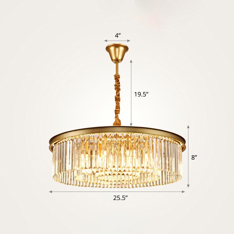 Layered Round Crystal Ceiling Lighting Modern Gold Finish Chandelier for Living Room Gold 25.5