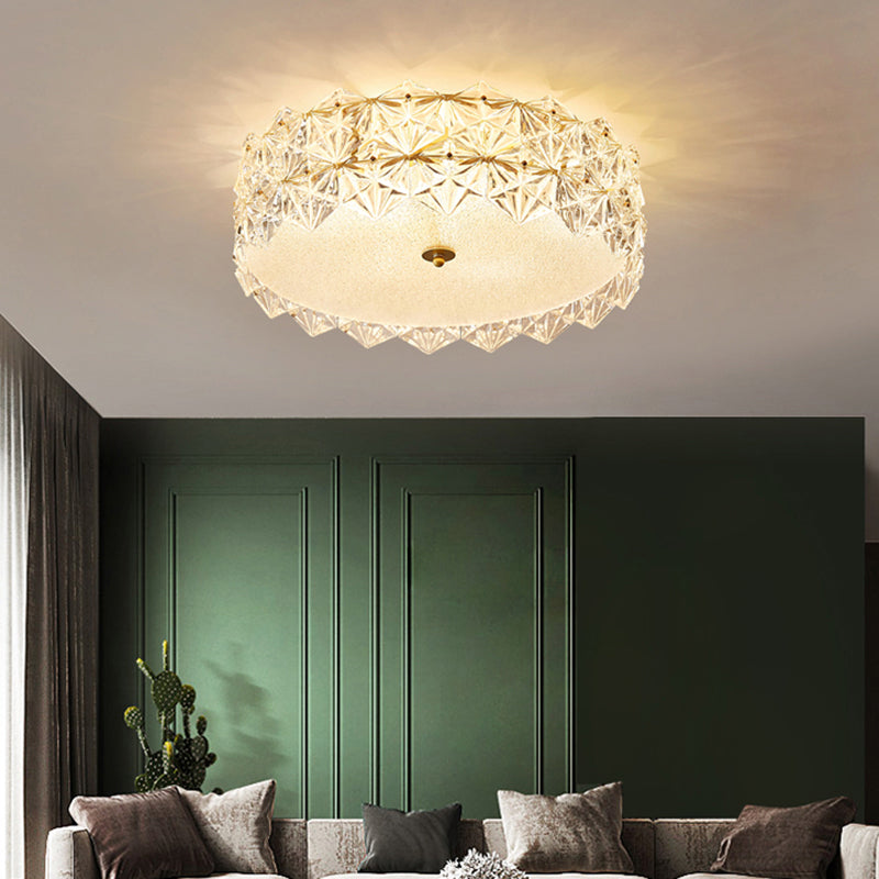 Round Clear Hexagonal Glass Flush Light Minimalistic Ceiling Mount Light for Living Room Clearhalo 'Ceiling Lights' 'Close To Ceiling Lights' 'Close to ceiling' 'Flush mount' Lighting' 2327587