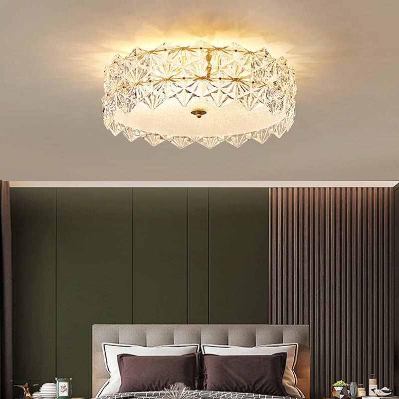 Round Clear Hexagonal Glass Flush Light Minimalistic Ceiling Mount Light for Living Room Clearhalo 'Ceiling Lights' 'Close To Ceiling Lights' 'Close to ceiling' 'Flush mount' Lighting' 2327589