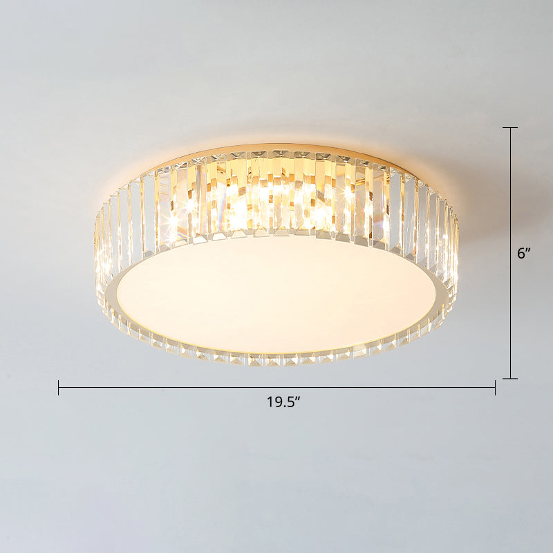 Champagne Geometric Shape Flushmount Light Simple Style Crystal LED Flush Ceiling Light Champagne 19.5