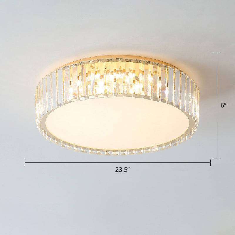 Champagne Geometric Shape Flushmount Light Simple Style Crystal LED Flush Ceiling Light Champagne 23.5