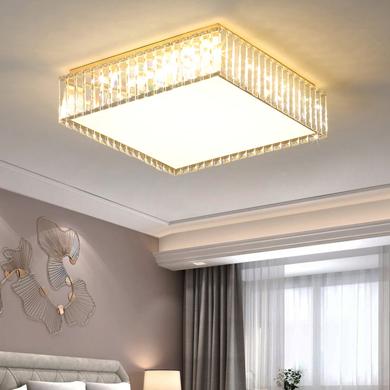 Champagne Geometric Shape Flushmount Light Simple Style Crystal LED Flush Ceiling Light Clearhalo 'Ceiling Lights' 'Close To Ceiling Lights' 'Close to ceiling' 'Flush mount' Lighting' 2327599