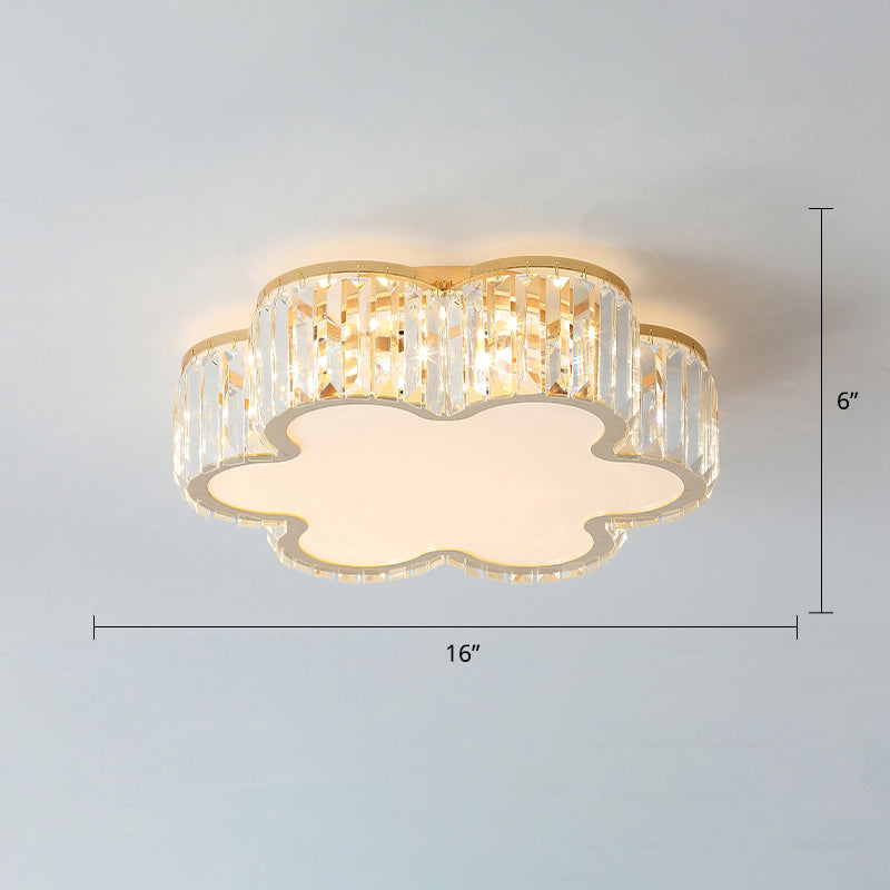 Champagne Geometric Shape Flushmount Light Simple Style Crystal LED Flush Ceiling Light Champagne 16