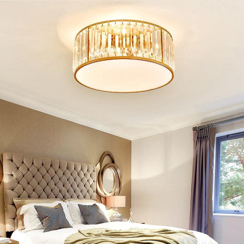 Minimalism Drum Flushmount Ceiling Lamp Prismatic Crystal Bedroom Flush Mounted Light Clearhalo 'Ceiling Lights' 'Close To Ceiling Lights' 'Close to ceiling' 'Flush mount' Lighting' 2327606