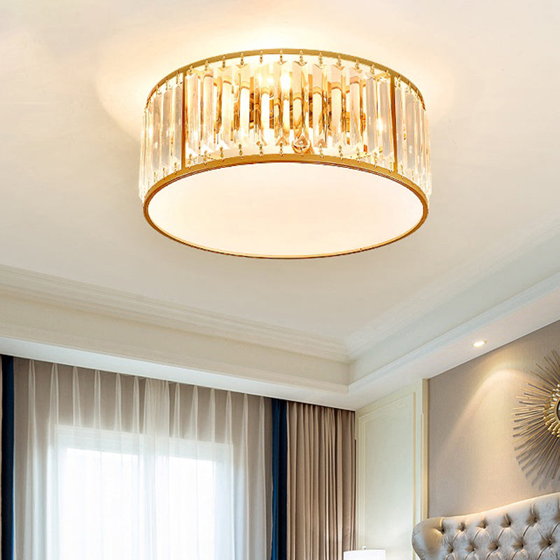 Minimalism Drum Flushmount Ceiling Lamp Prismatic Crystal Bedroom Flush Mounted Light Clearhalo 'Ceiling Lights' 'Close To Ceiling Lights' 'Close to ceiling' 'Flush mount' Lighting' 2327609