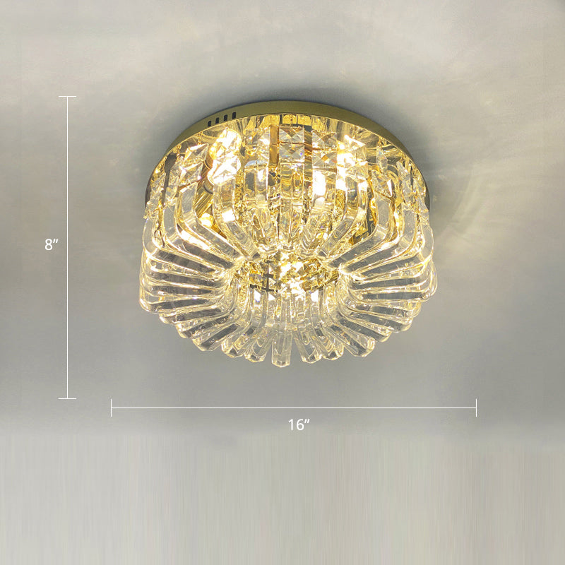 Gold Round Ceiling Mounted Fixture Minimalist Crystal Flush Mount Lamp for Living Room Gold 16