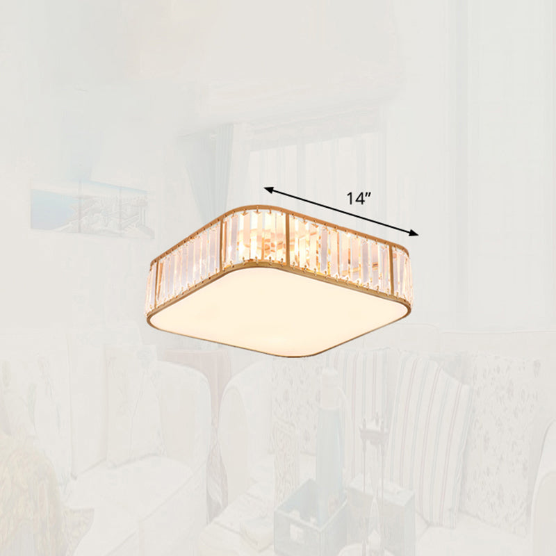 Bedroom Flush Mount Ceiling Light Minimalism Flush Light with Square Crystal Shade Gold 14