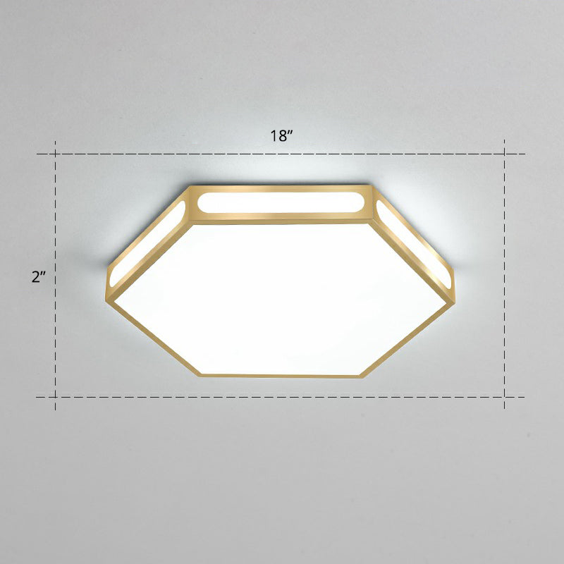 Gold Hexagon Led Flush Mount Modern Acrylic Flush Ceiling Light Fixture for Bedroom Gold 18