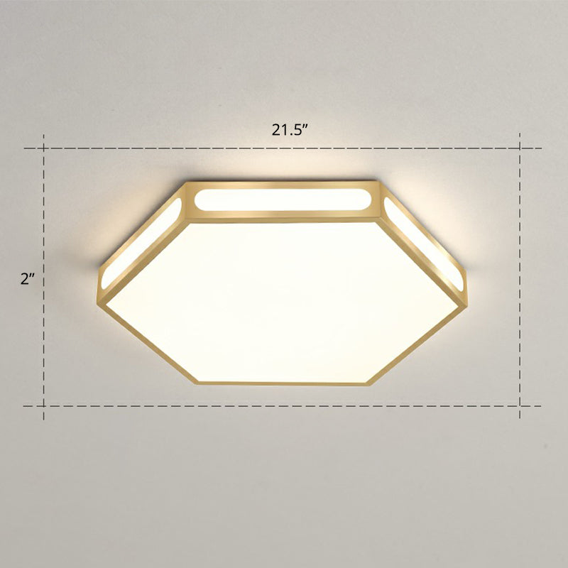 Gold Hexagon Led Flush Mount Modern Acrylic Flush Ceiling Light Fixture for Bedroom Gold 21.5