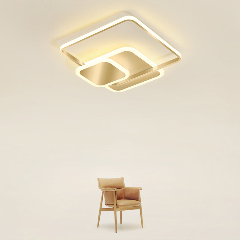 Metal Stacked Square LED Flushmount Minimalist Gold Finish Flush Mount Ceiling Light Clearhalo 'Ceiling Lights' 'Close To Ceiling Lights' 'Close to ceiling' 'Flush mount' Lighting' 2328056