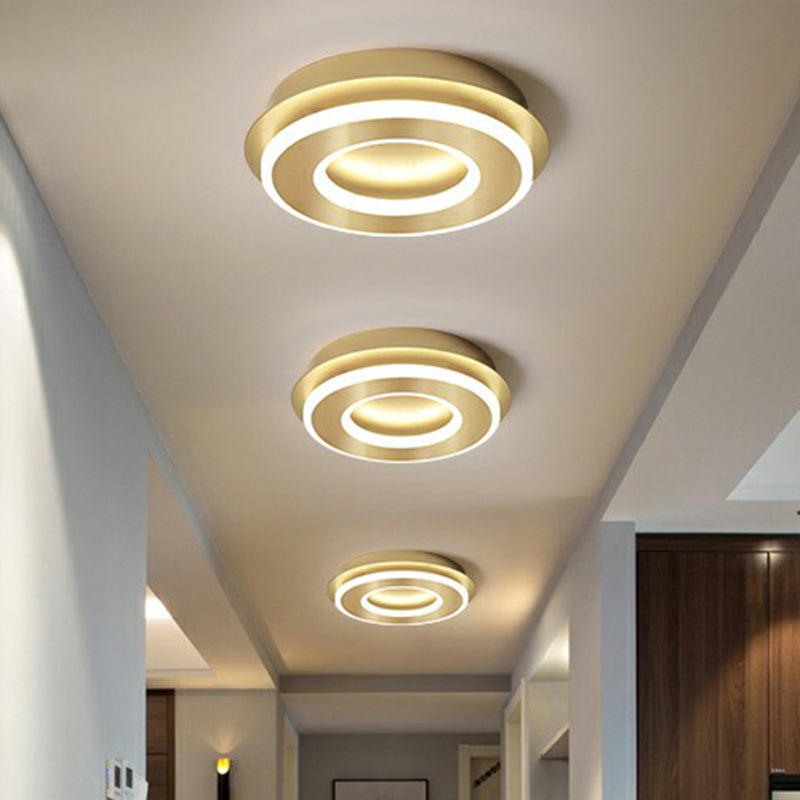 Small Ceiling Flush Mount Light Simple Metal Hallway LED Flush Mount Lighting in Gold Clearhalo 'Ceiling Lights' 'Close To Ceiling Lights' 'Close to ceiling' 'Flush mount' Lighting' 2328067