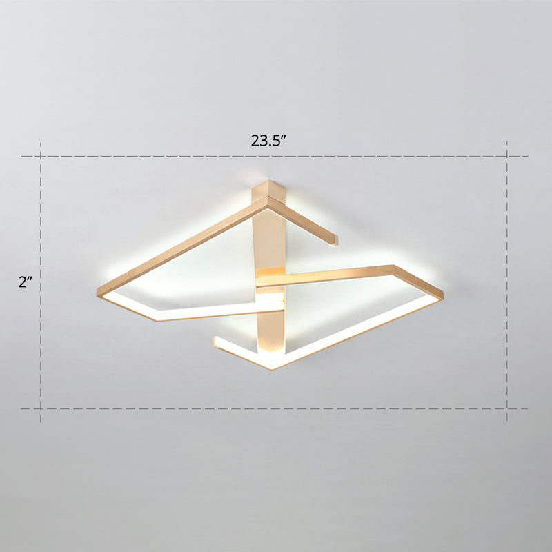 Z-Like Ceiling Mounted Light Fixture Simplicity Metal Bedroom LED Flush Mount in Gold Gold 23.5