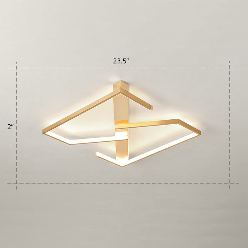 Z-Like Ceiling Mounted Light Fixture Simplicity Metal Bedroom LED Flush Mount in Gold Gold 23.5