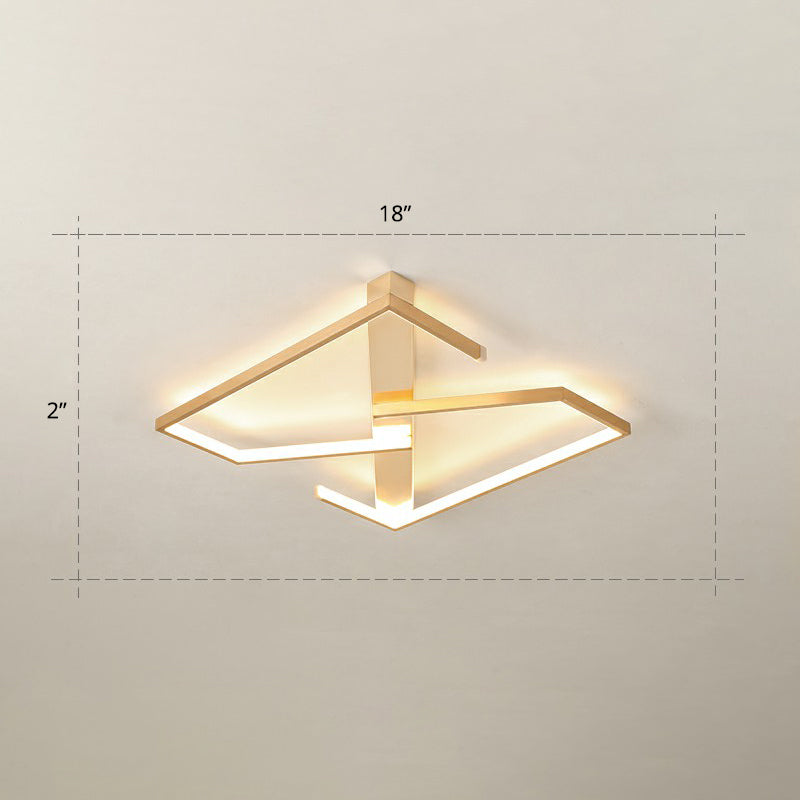 Z-Like Ceiling Mounted Light Fixture Simplicity Metal Bedroom LED Flush Mount in Gold Gold 18