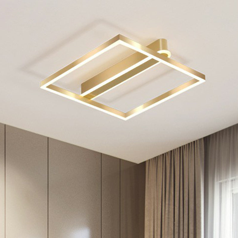 Square Shaped Flush Mount Ceiling Fixture Simple Acrylic Gold LED Flush Light for Bedroom Clearhalo 'Ceiling Lights' 'Close To Ceiling Lights' 'Close to ceiling' 'Flush mount' Lighting' 2328102