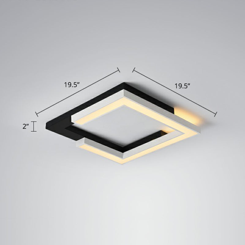 Splicing Square Acrylic LED Ceiling Lamp Nordic Black and White Flush Mount Lighting for Living Room Black 19.5