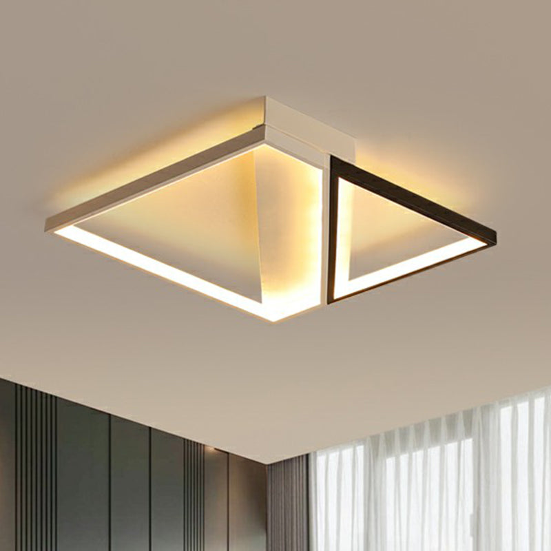 Black and White Frame LED Flushmount Lighting Minimalism Metal Ceiling Flush Light for Bedroom Clearhalo 'Ceiling Lights' 'Close To Ceiling Lights' 'Close to ceiling' 'Flush mount' Lighting' 2328134