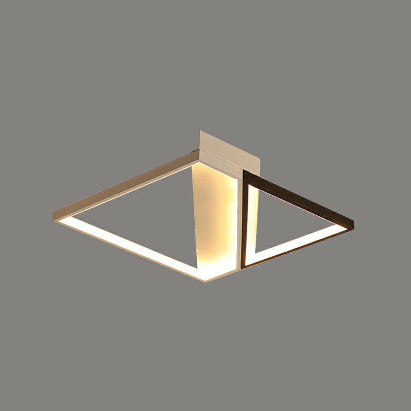 Black and White Frame LED Flushmount Lighting Minimalism Metal Ceiling Flush Light for Bedroom Black 20.5