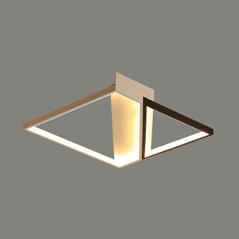 Black and White Frame LED Flushmount Lighting Minimalism Metal Ceiling Flush Light for Bedroom Black 24.5