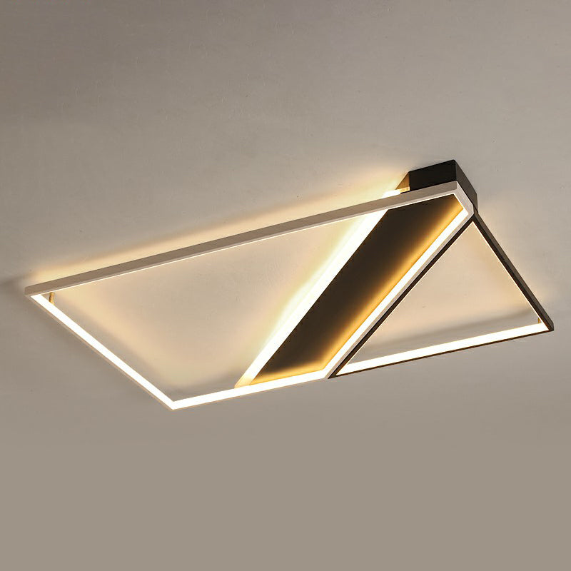 Black and White Frame LED Flushmount Lighting Minimalism Metal Ceiling Flush Light for Bedroom Black 35.5