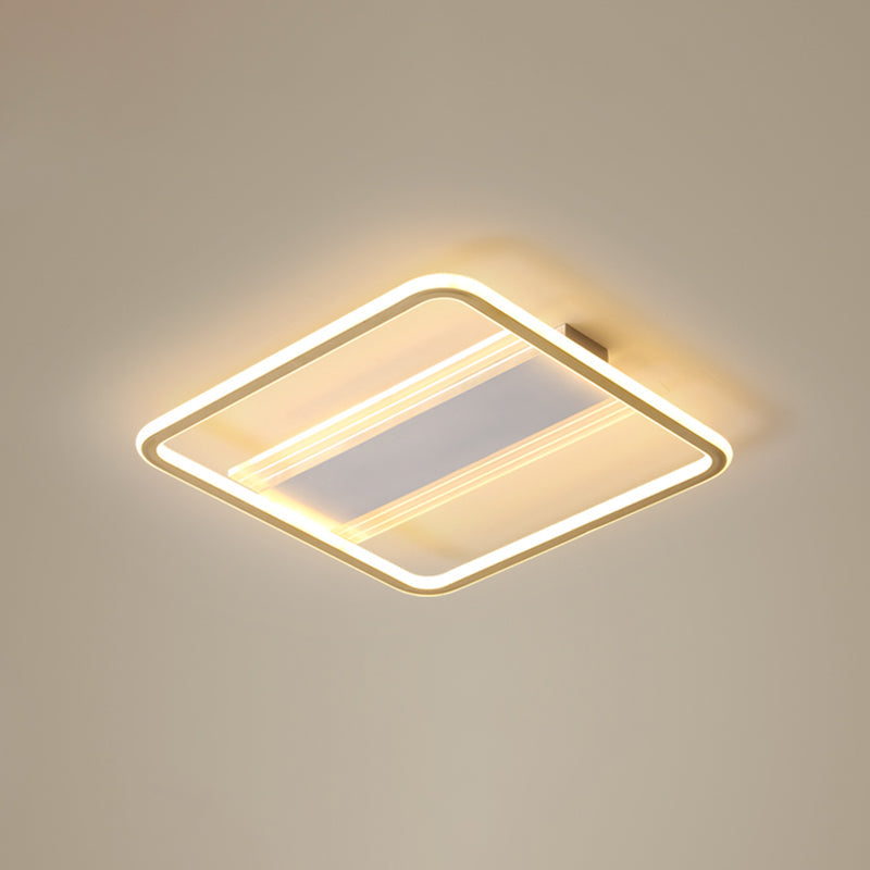 Bedroom Flush Light Minimalist Gold and White Ceiling Light with Square Acrylic Shade Gold 16.5