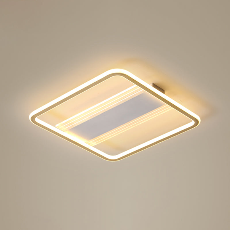 Bedroom Flush Light Minimalist Gold and White Ceiling Light with Square Acrylic Shade Gold 20.5