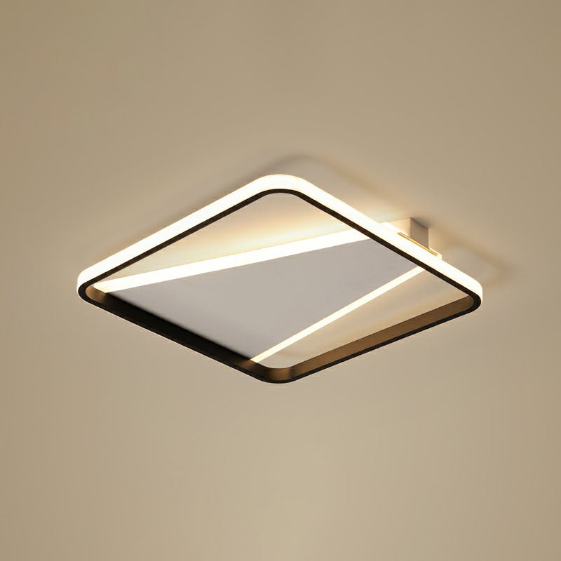 Black Square Shaped Flushmount Light Minimalism Acrylic LED Flush Mount Ceiling Light Black 16.5