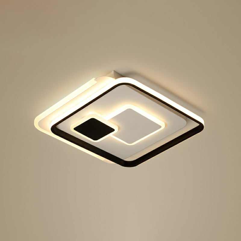 Black Ultrathin Square Flushmount Lighting Minimalist Metal LED Ceiling Light Fixture for Bedroom Black 16.5