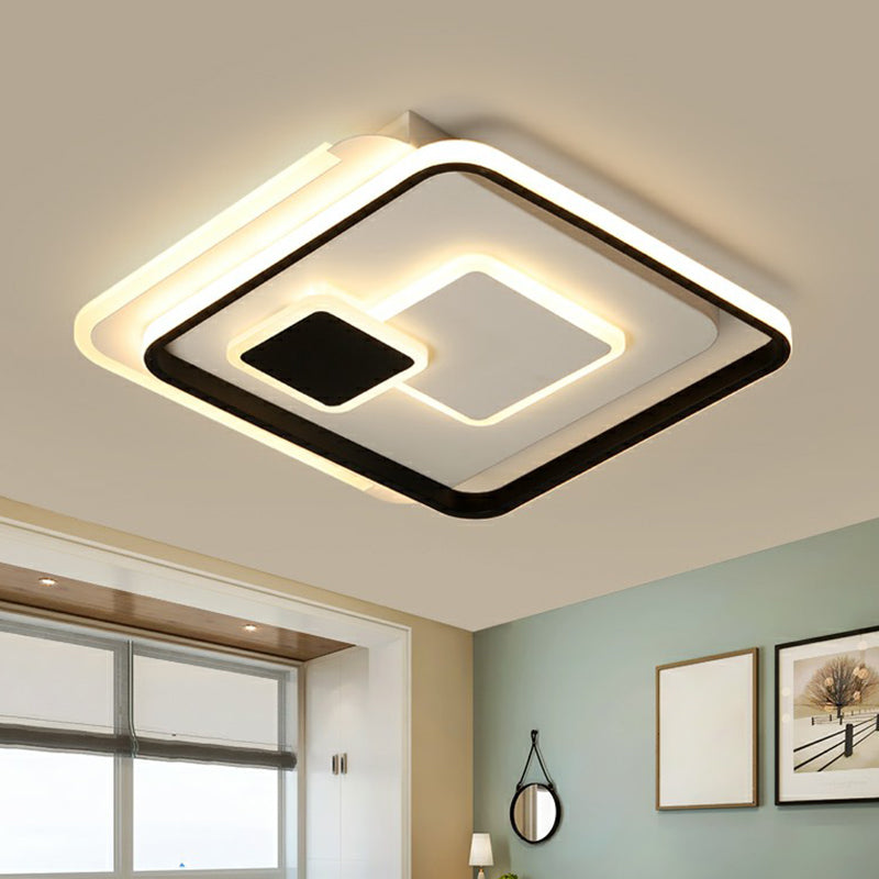 Black Ultrathin Square Flushmount Lighting Minimalist Metal LED Ceiling Light Fixture for Bedroom Clearhalo 'Ceiling Lights' 'Close To Ceiling Lights' 'Close to ceiling' 'Flush mount' Lighting' 2328207