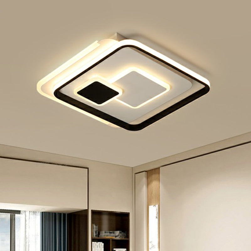 Black Ultrathin Square Flushmount Lighting Minimalist Metal LED Ceiling Light Fixture for Bedroom Clearhalo 'Ceiling Lights' 'Close To Ceiling Lights' 'Close to ceiling' 'Flush mount' Lighting' 2328208