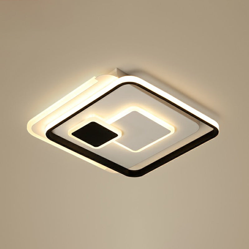 Black Ultrathin Square Flushmount Lighting Minimalist Metal LED Ceiling Light Fixture for Bedroom Black 20.5