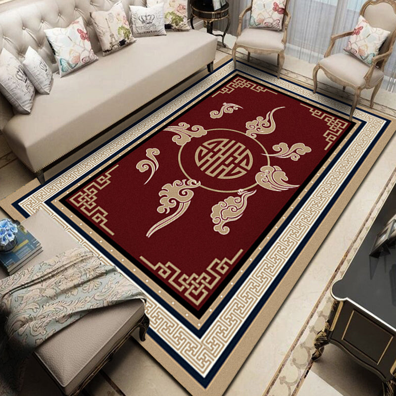 Multi Color Chinoiserie Rug Polyster Flower Printed Indoor Rug Non-Slip Backing Pet Friendly Area Carpet for Parlor Clearhalo 'Area Rug' 'Rug' 2333071