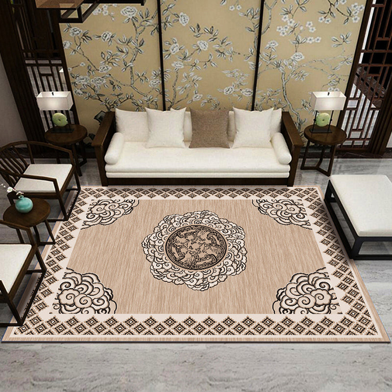 Multi Color Chinoiserie Rug Polyster Flower Printed Indoor Rug Non-Slip Backing Pet Friendly Area Carpet for Parlor Clearhalo 'Area Rug' 'Rug' 2333077