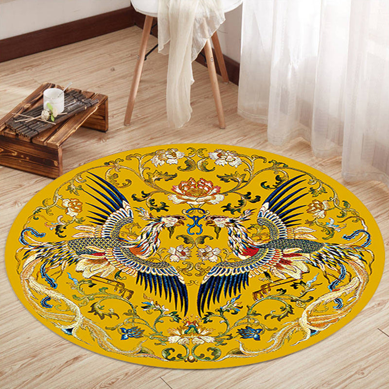 Oriental Living Room Rug Multi Colored Floral Printed Indoor Rug Polypropylene Anti-Slip Washable Easy Care Carpet Yellow Clearhalo 'Area Rug' 'Rug' 2333101