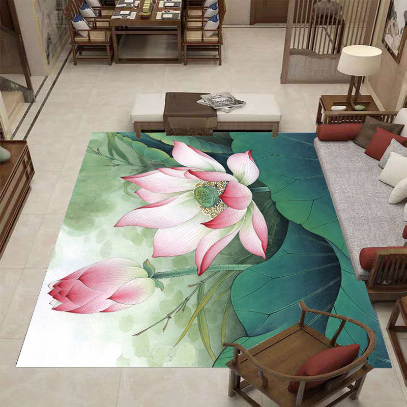 Multi Color Chinese Rug Polypropylene Flower Printed Indoor Rug Non-Slip Backing Pet Friendly Easy Care Carpet for Living Room Clearhalo 'Area Rug' 'Rug' 2333125